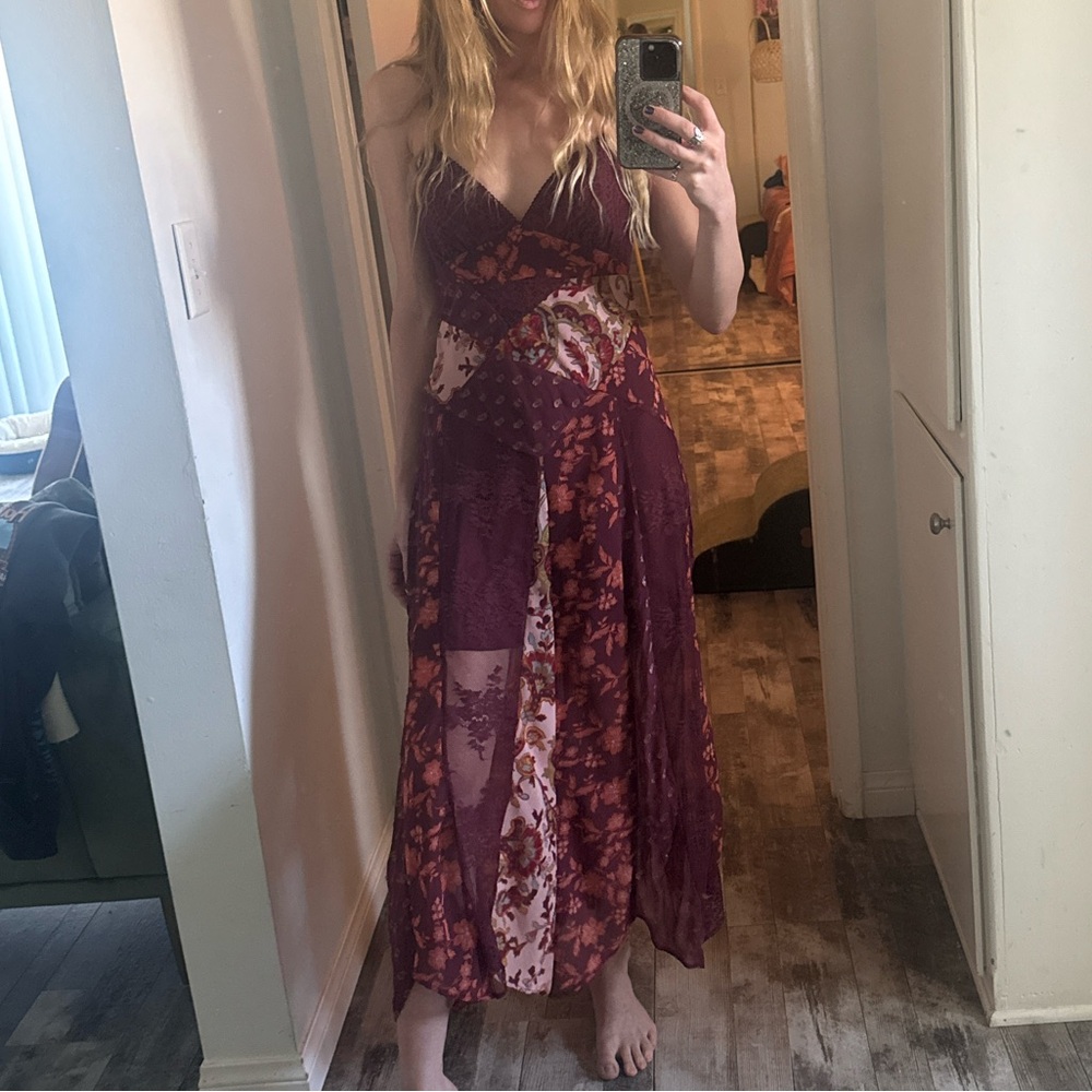 Free People Rich Burgundy Dress
